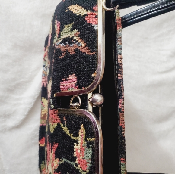 Stunning 1940's 50's needlepoint wool vintage purse bag floral handmade fall - Picture 14 of 16